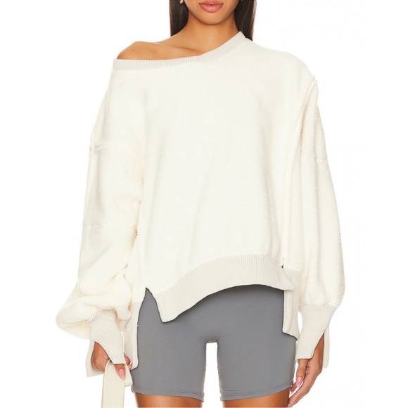 FREE PEOPLE WE THE FREE VANILLA ICE CREAM COZY CAMDEN PULLOVER SWEATSHIRT TOP - Picture 10 of 14